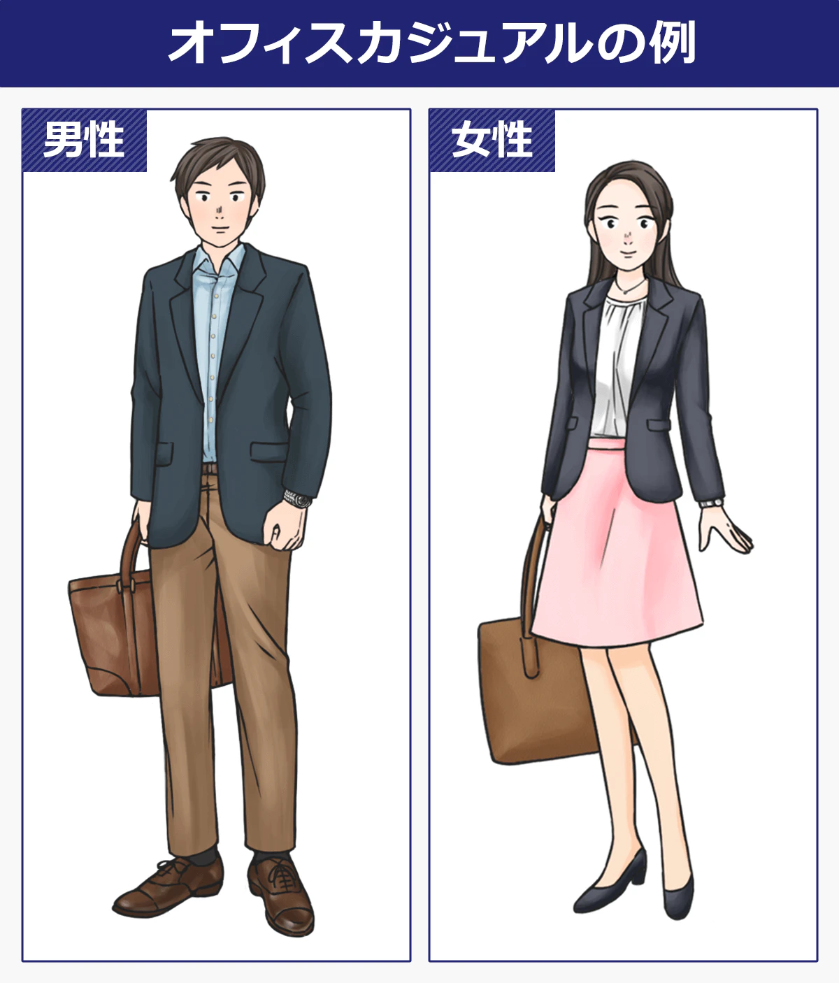 男女別のオフィスカジュアルの服装例