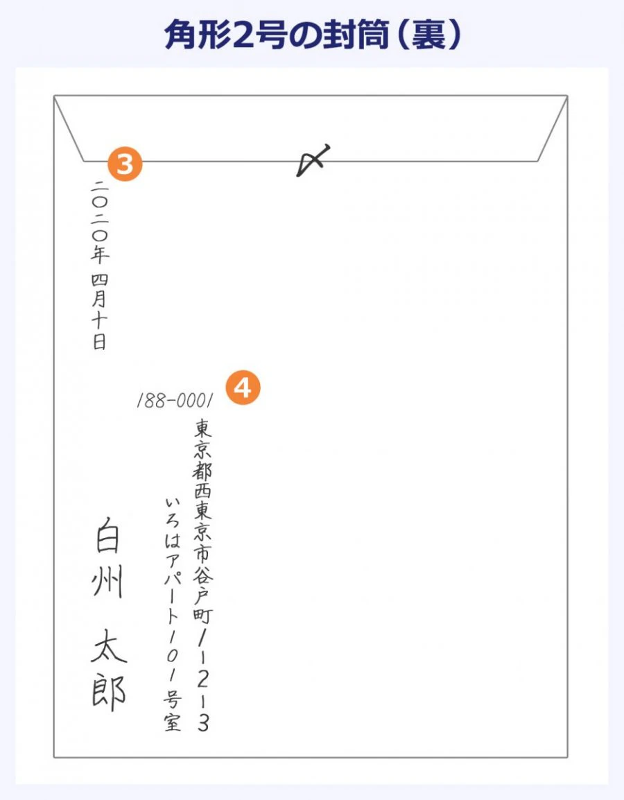 角形2号の封筒（裏）