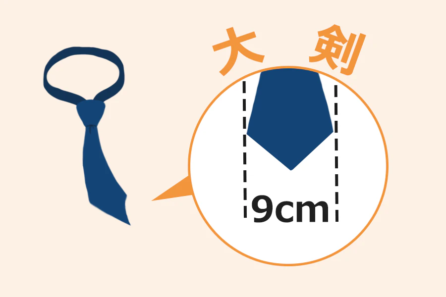 ネクタイの大剣を図解したもの