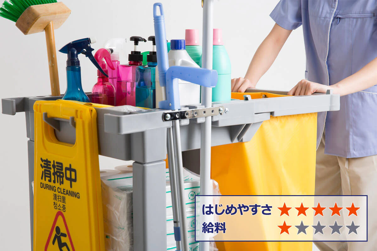 【駅やビルの清掃員】 はじめやすさ：★★★★★ 給料：★