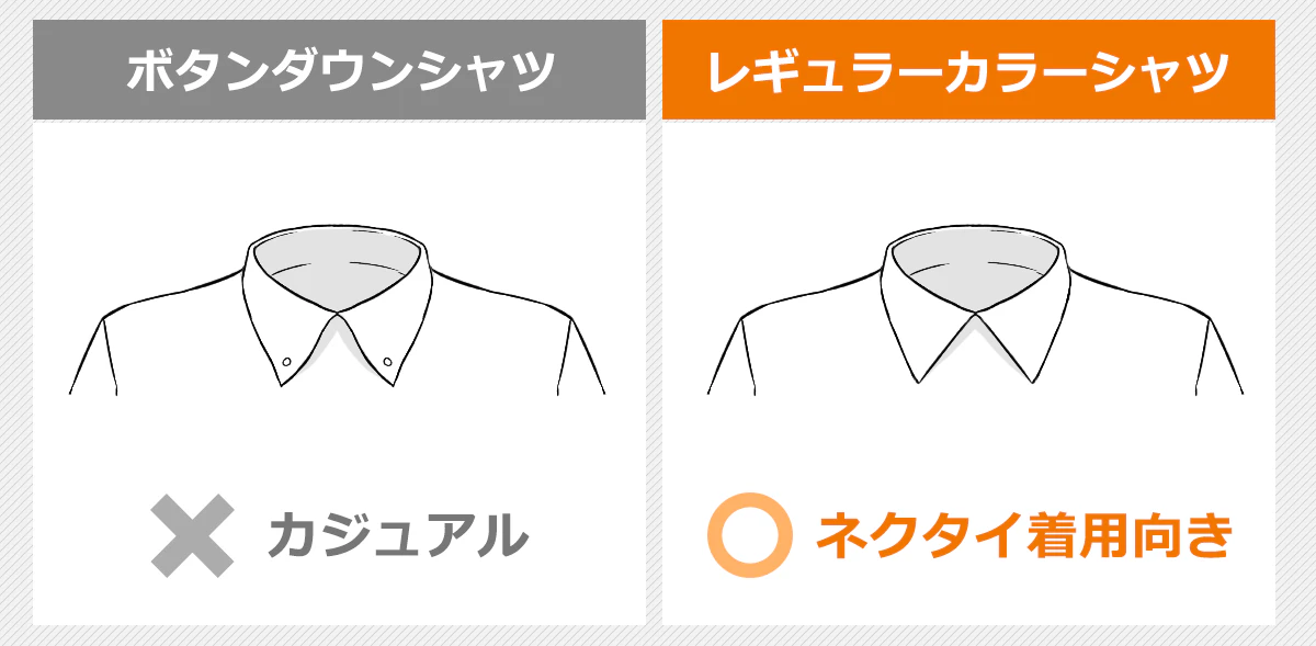 ボタンダウンシャツとレギュラーカラーシャツ
