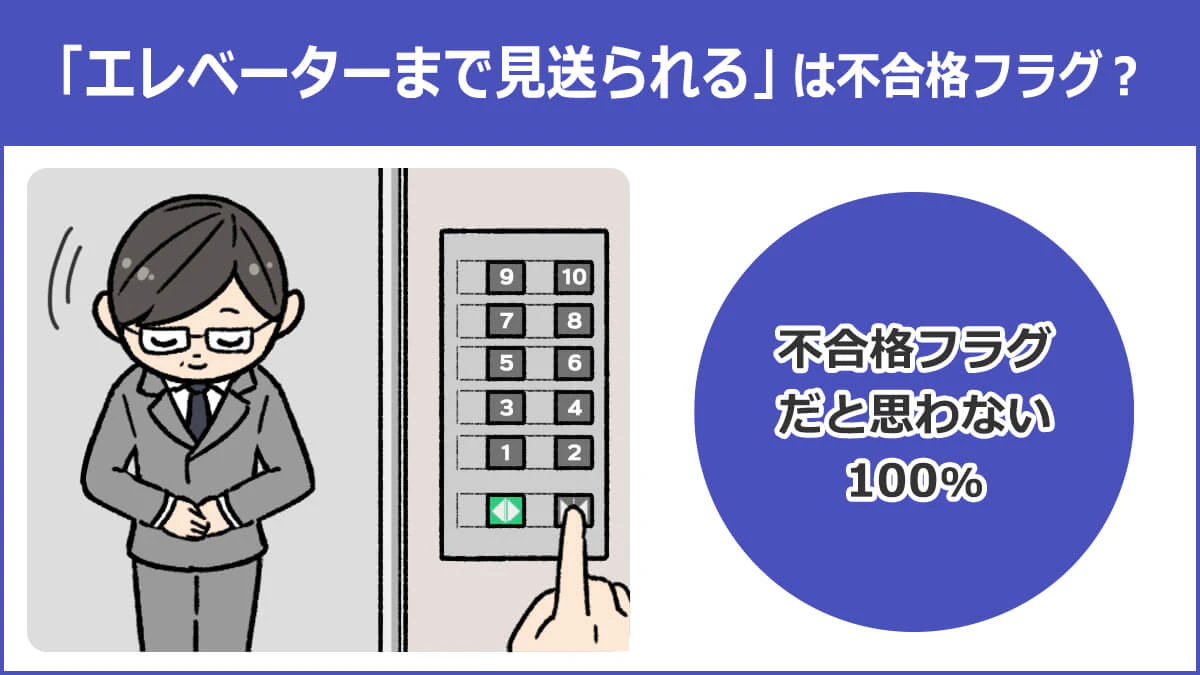 【「エレベーターまで見送られる」は不合格フラグ？】不合格フラグだと思わない：100%