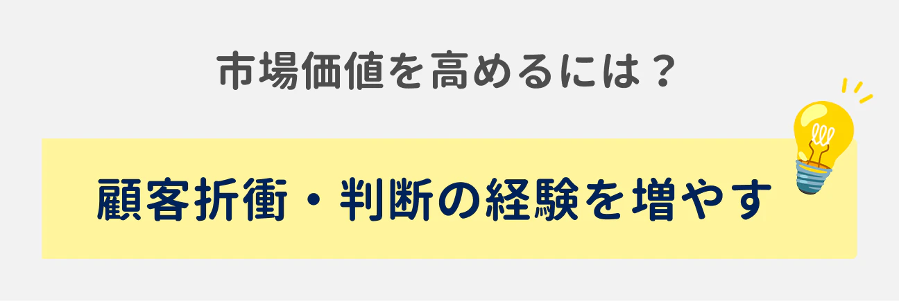 市場価値を高めるには？｜顧客折衝・判断の経験を増やす
