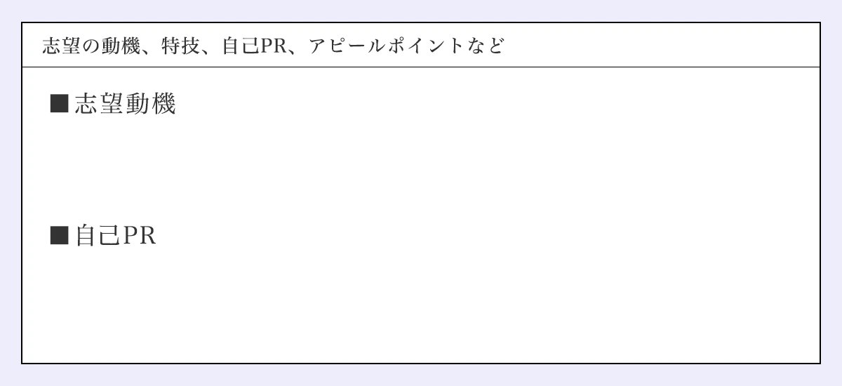 志望の動機、特技、自己PR、アピールポイントなど