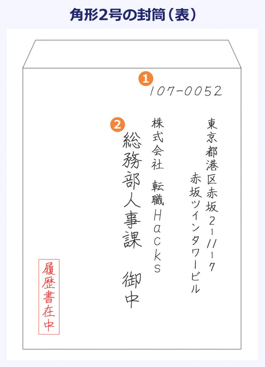 角形2号の封筒（表）
