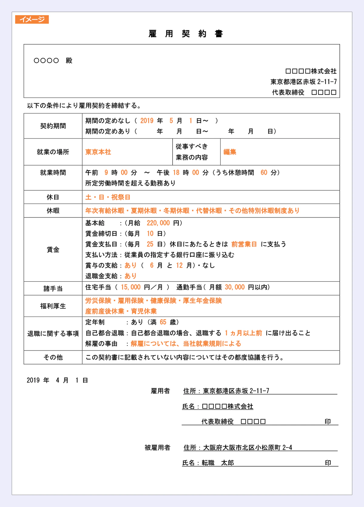 雇用契約書