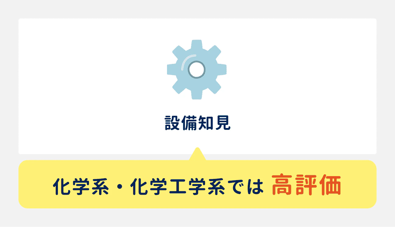 設備知見は、化学系・化学工学系では高く評価される